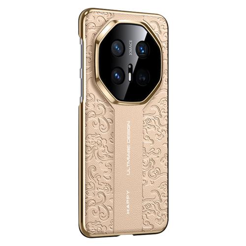 

For Huawei Mate 70 RS Ultimate Cloud Dragon Pattern Plain Leather PC Phone Case(Gold)