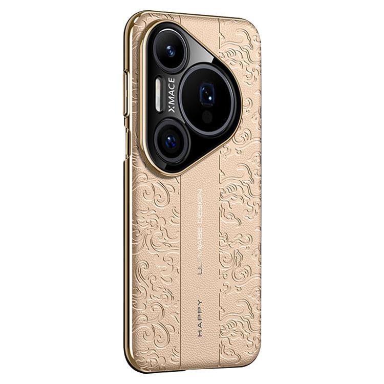 

For Huawei Pura 80 Ultra 5G Cloud Dragon Pattern Plain Leather PC Phone Case(Gold)