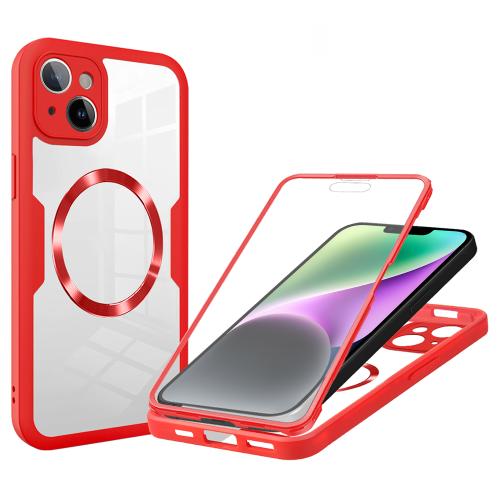 

For iPhone 14 Plus CD Texture MagSafe Phone Case(Red)