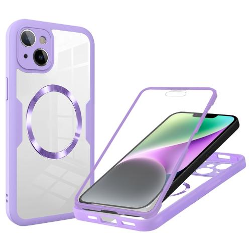 

For iPhone 14 Plus CD Texture MagSafe Phone Case(Purple)