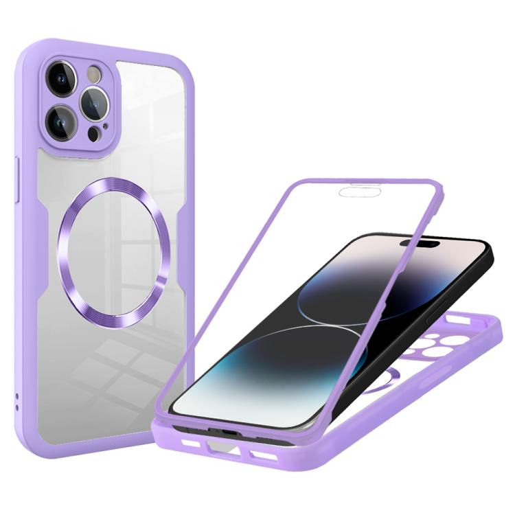 

For iPhone 14 Pro CD Texture MagSafe Phone Case(Purple)
