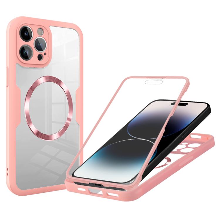 

For iPhone 14 Pro Max CD Texture MagSafe Phone Case(Pink)
