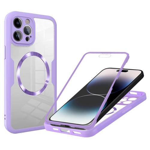 

For iPhone 14 Pro Max CD Texture MagSafe Phone Case(Purple)