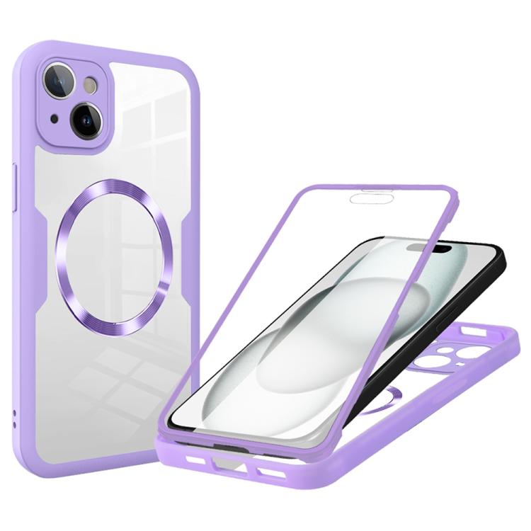 

For iPhone 15 CD Texture MagSafe Phone Case(Purple)