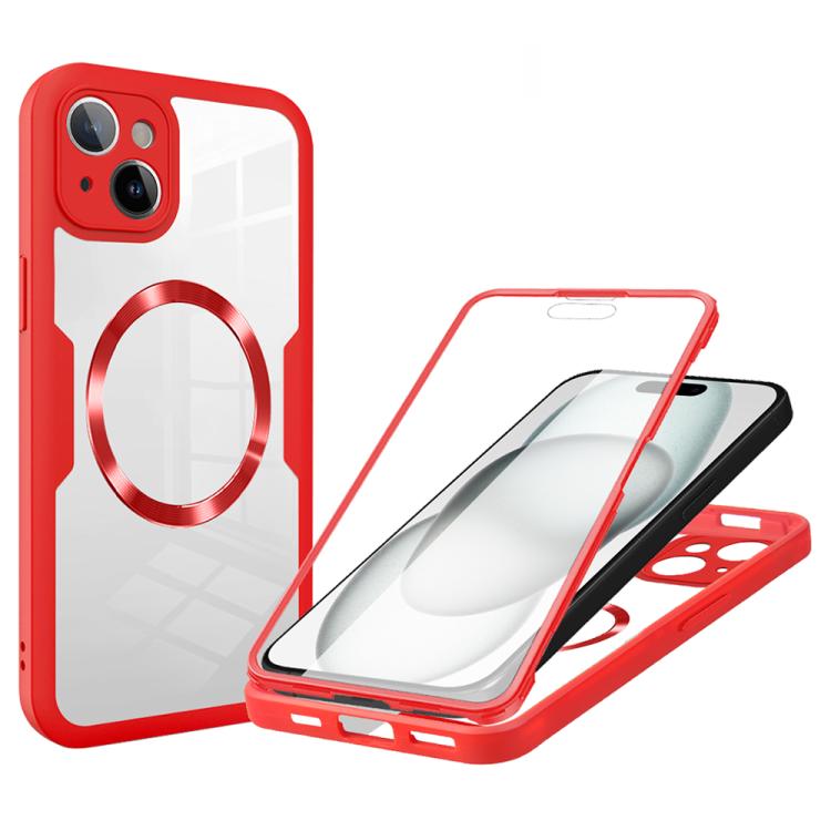 

For iPhone 15 Plus CD Texture MagSafe Phone Case(Red)