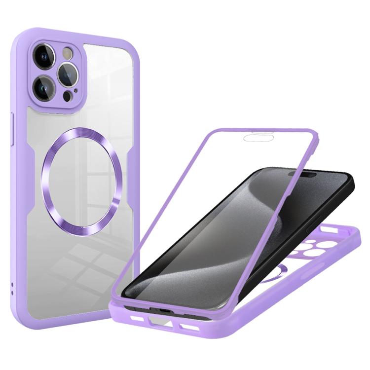 

For iPhone 15 Pro CD Texture MagSafe Phone Case(Purple)