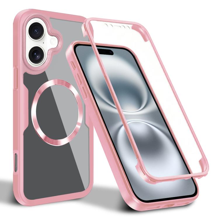 

For iPhone 16 Plus CD Texture MagSafe Phone Case(Pink)