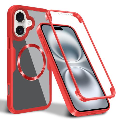 

For iPhone 16 Plus CD Texture MagSafe Phone Case(Red)