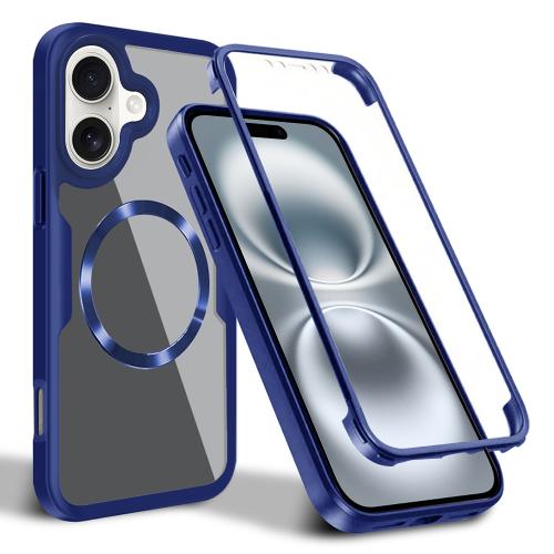 

For iPhone 16 Plus CD Texture MagSafe Phone Case(Blue)