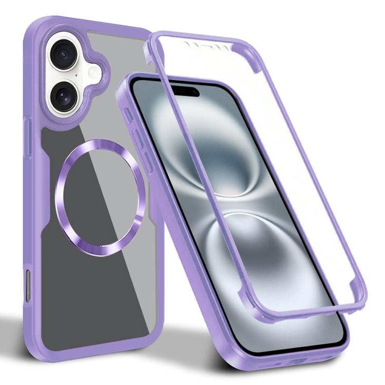 

For iPhone 16 Plus CD Texture MagSafe Phone Case(Purple)