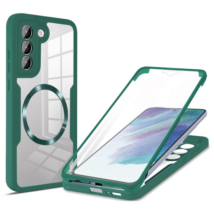 

For Samsung Galaxy S21 FE 5G CD Texture MagSafe Phone Case(Green)