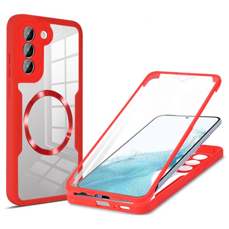 

For Samsung Galaxy S22 5G CD Texture MagSafe Phone Case(Red)