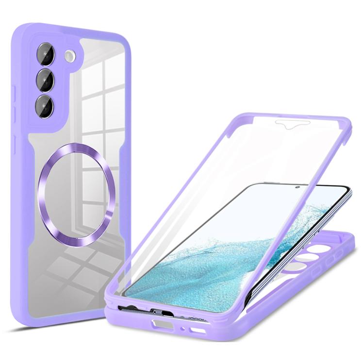 

For Samsung Galaxy S22 5G CD Texture MagSafe Phone Case(Purple)