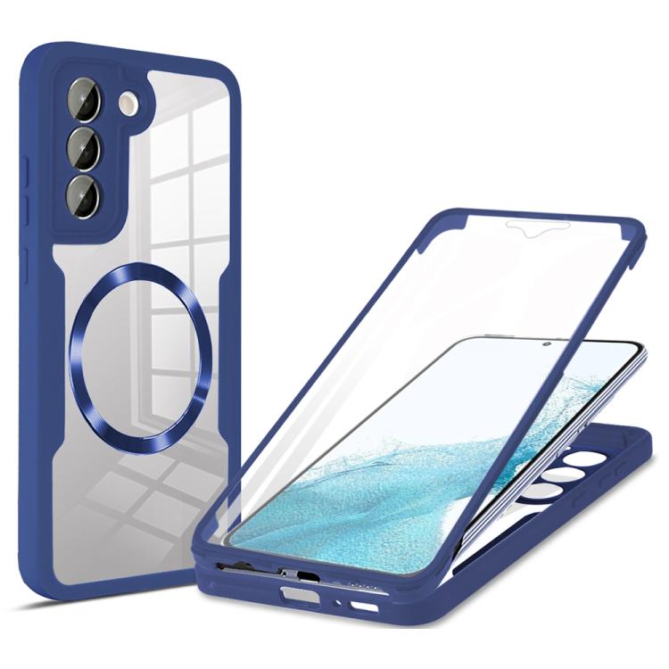 

For Samsung Galaxy S22+ 5G CD Texture MagSafe Phone Case(Blue)