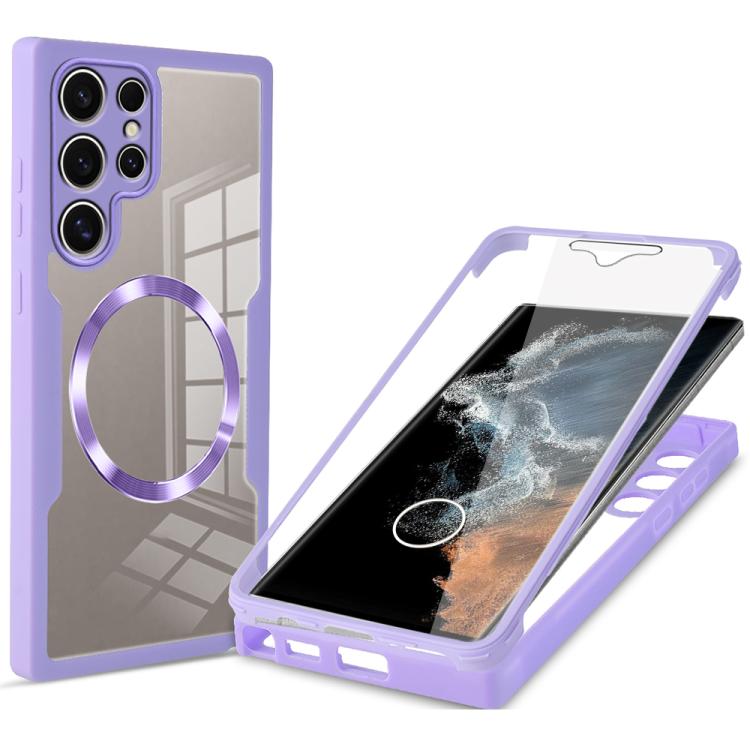 

For Samsung Galaxy S22 Ultra 5G CD Texture MagSafe Phone Case(Purple)