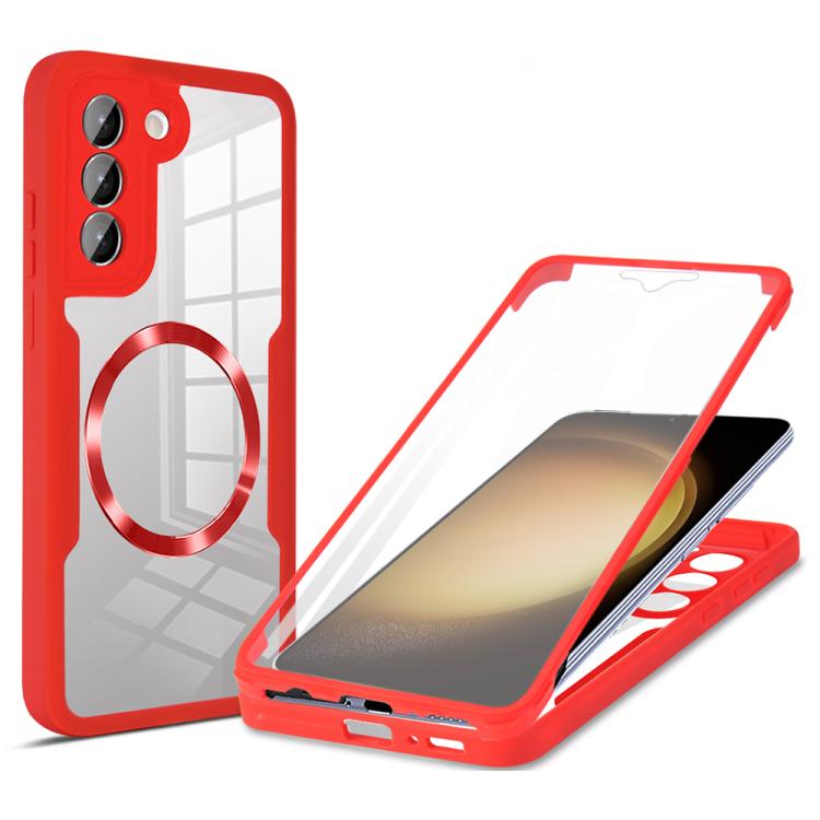 

For Samsung Galaxy S23 5G CD Texture MagSafe Phone Case(Red)