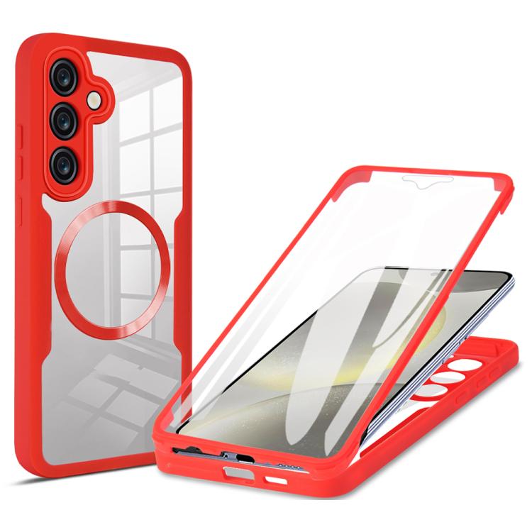 

For Samsung Galaxy S24 FE 5G CD Texture MagSafe Phone Case(Red)