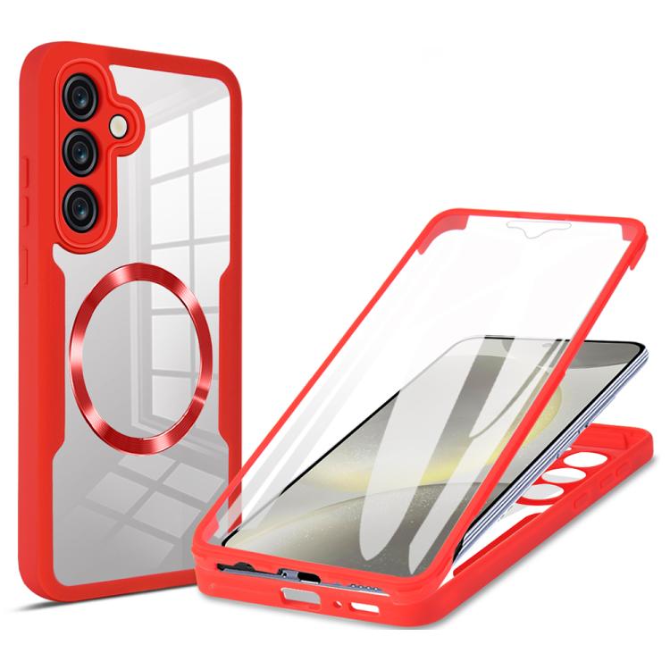 

For Samsung Galaxy S25+ / S24+ 5G CD Texture MagSafe Phone Case(Red)