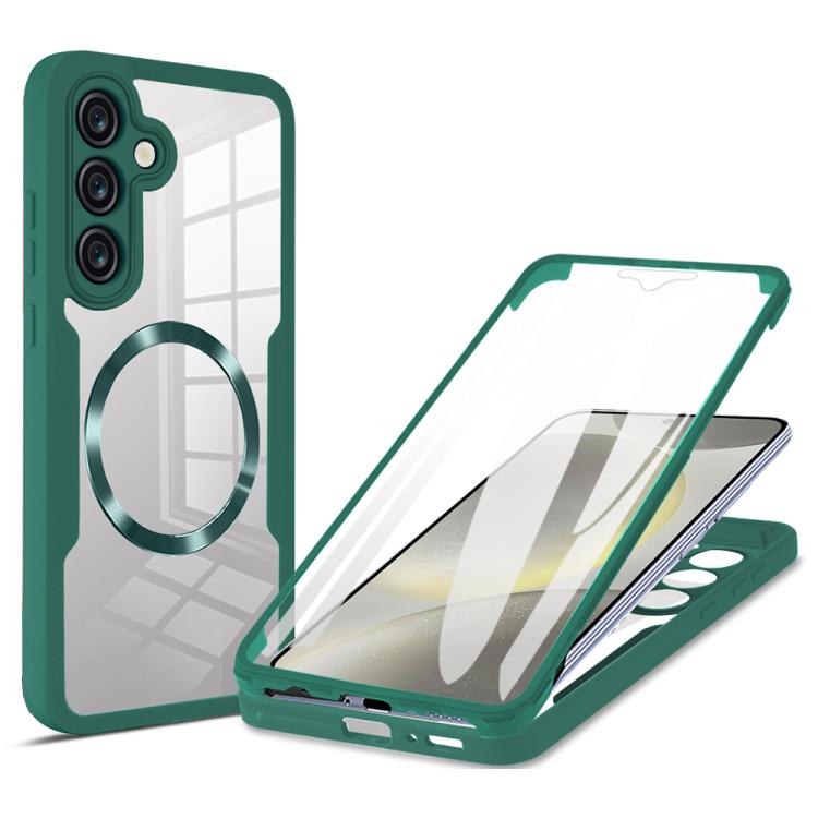 

For Samsung Galaxy S25+ / S24+ 5G CD Texture MagSafe Phone Case(Green)