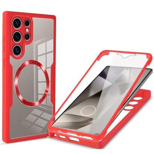 

For Samsung Galaxy S24 Ultra 5G CD Texture MagSafe Phone Case(Red)