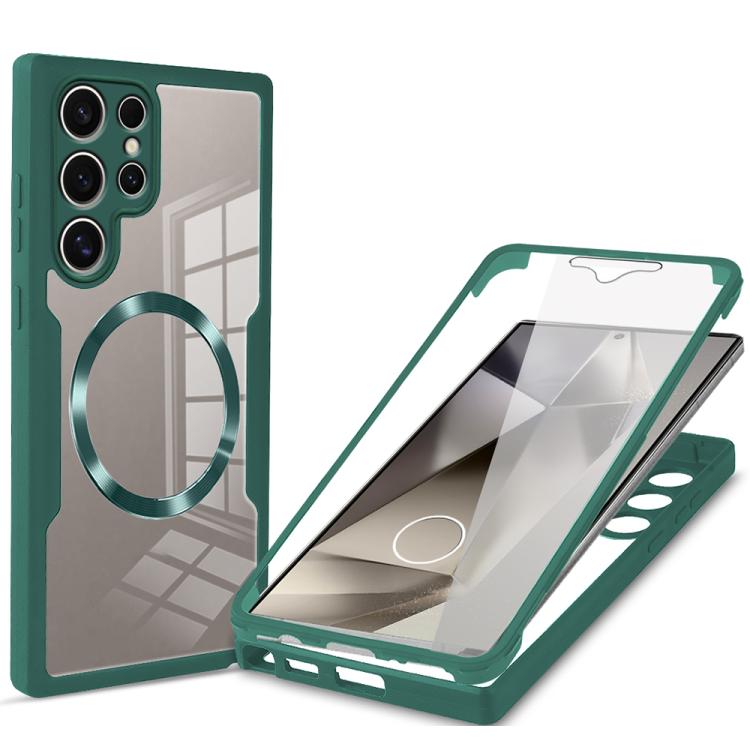 

For Samsung Galaxy S24 Ultra 5G CD Texture MagSafe Phone Case(Green)