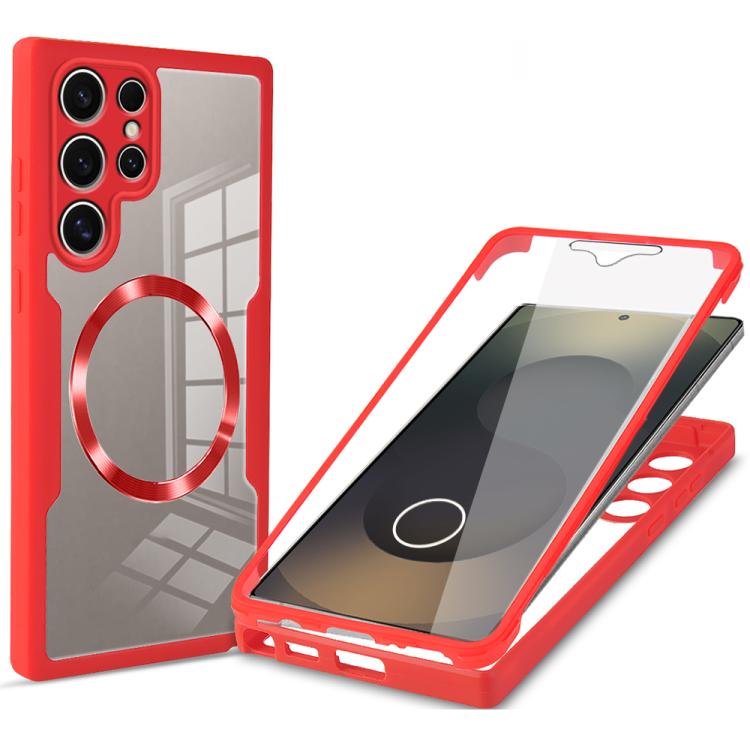 

For Samsung Galaxy S25 Ultra 5G CD Texture MagSafe Phone Case(Red)