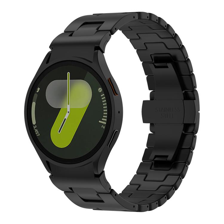 

For Samsung Galaxy Watch 7 / 6 / 5 / 4 Quick Release Button H Shaped Stainless Steel Watch Band(Black)