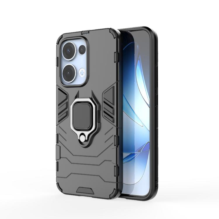 

For OPPO Reno13 5G Global Magnetic Ring Holder PC + TPU Phone Case(Black)