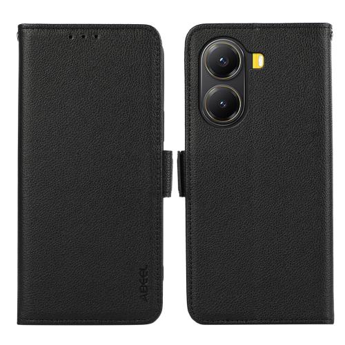 

For Xiaomi Poco X7 Pro ABEEL Side-Magnetic Litchi Pattern Leather RFID Phone Case(Black)