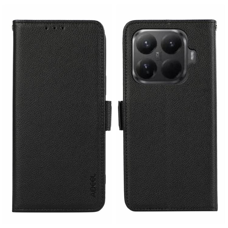 

For Xiaomi 15T Pro 5G ABEEL Side-Magnetic Litchi Pattern Leather RFID Phone Case(Black)