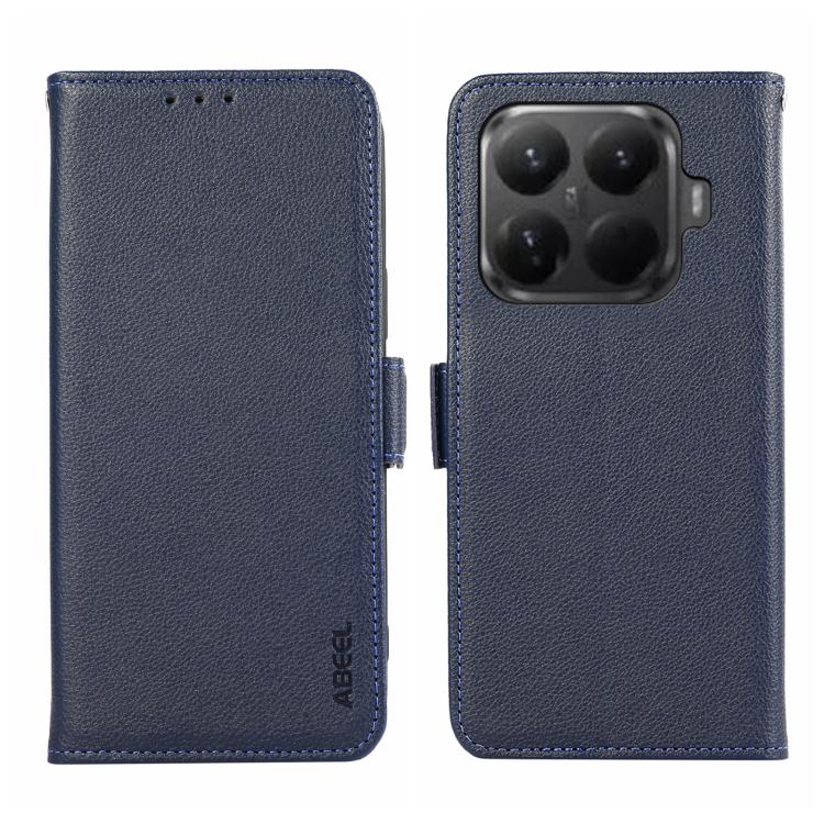 

For Xiaomi 15T Pro 5G ABEEL Side-Magnetic Litchi Pattern Leather RFID Phone Case(Blue)