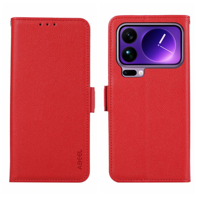 For Xiaomi 17 Pro ABEEL Side-Magnetic Litchi Pattern Leather RFID Phone Case(Red)