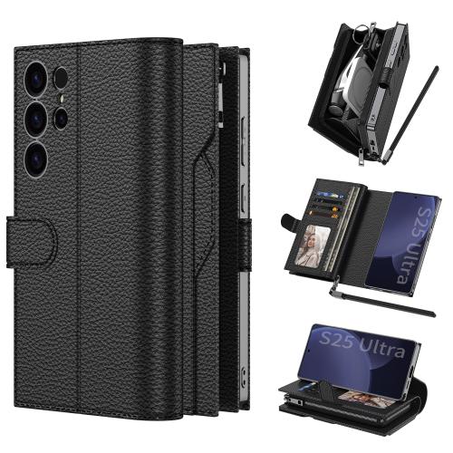 

For Samsung Galaxy S25 Ultra 5G GKK Plating Wallet Leather Phone Case(Black)