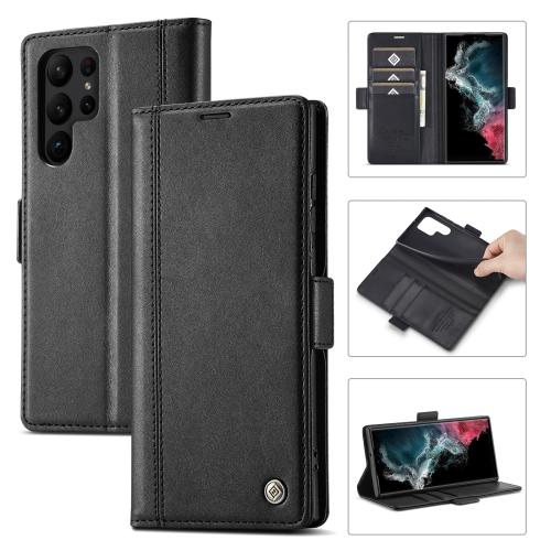 

For Samsung Galaxy S25 Ultra 5G LC.IMEEKE Card Slots Skin Feeling Leather Phone Case(Black)