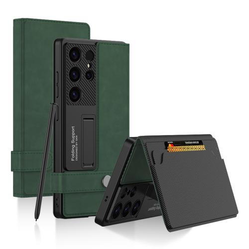 

For Samsung Galaxy S25 Ultra 5G GKK Flip Wallet Leather Phone Case, Frosted Series, Not Included Pen(Frosted Green)