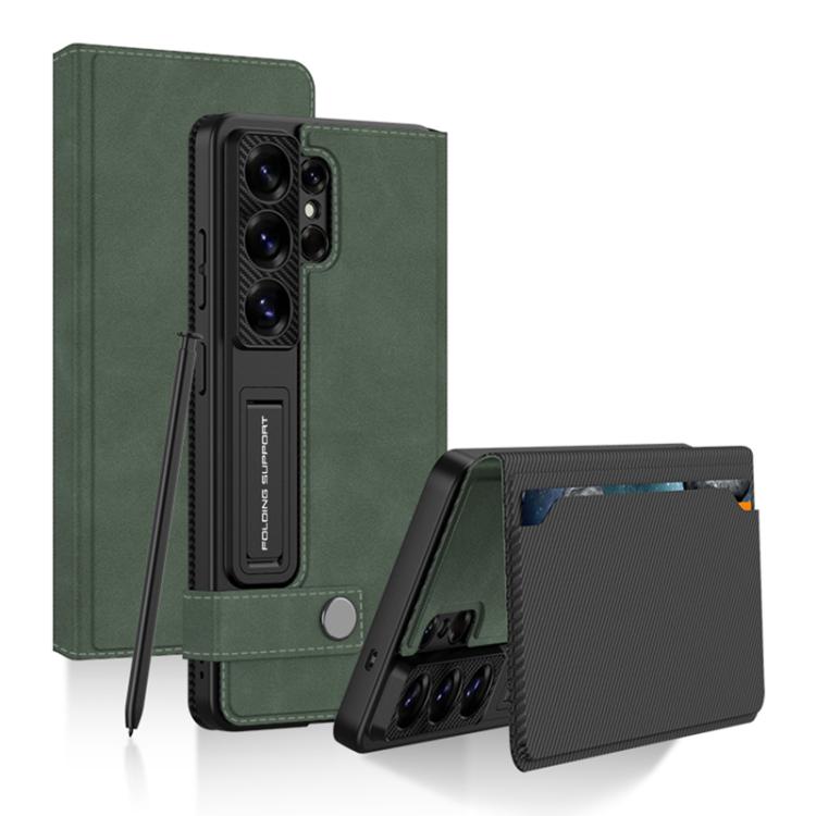 

For Samsung Galaxy S26 Ultra 5G GKK Flip Wallet Leather Phone Case, Frosted Series, Not Included Pen(Frosted Green)