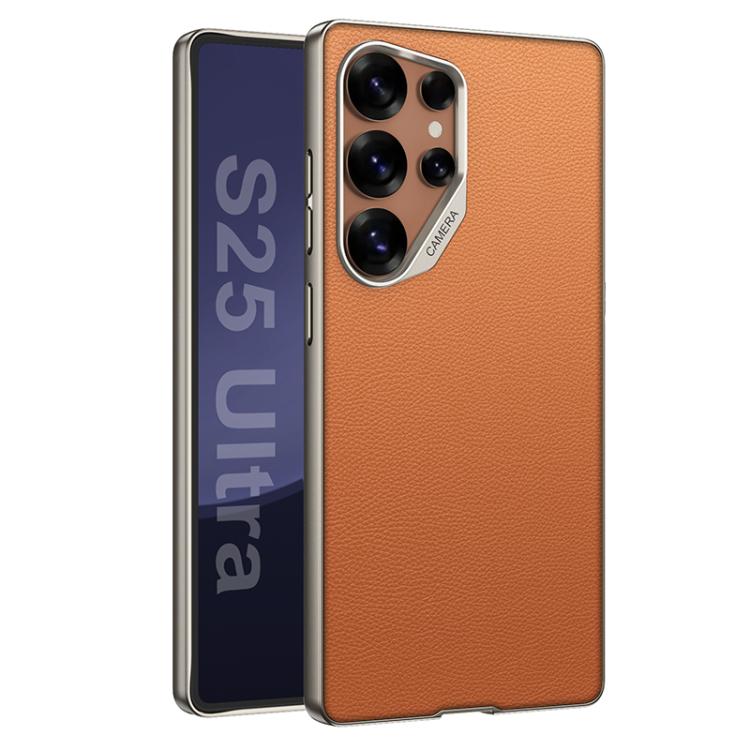 

For Samsung Galaxy S25 Ultra 5G GKK Metal Paint Skin Feel Leather Full Coverage Phone Case(Orange)