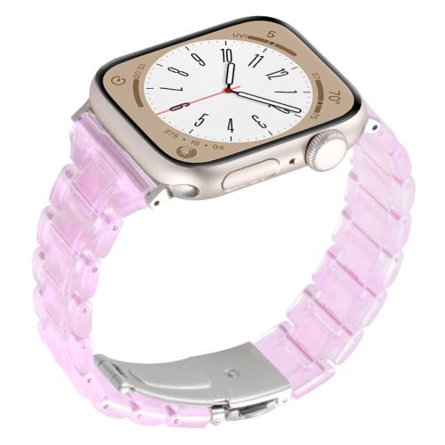 

For Apple Watch 46mm / 49mm / 45mm / 44mm Small Waist Rhombus Three-bead Resin Watch Band(Gradient Pink)