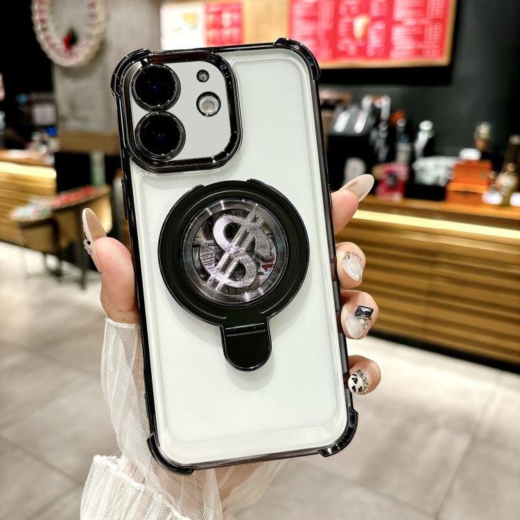 

For iPhone 11 Space MagSafe Holder Phone Case with Lens Film(Black)