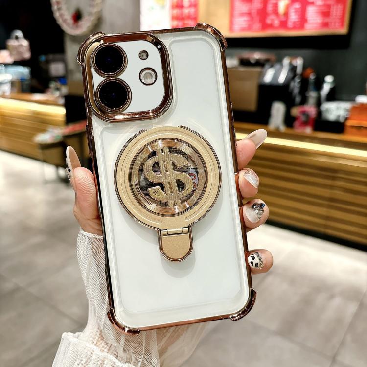 

For iPhone 11 Space MagSafe Holder Phone Case with Lens Film(Desert Gold)