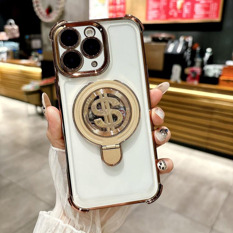 

For iPhone 12 Pro Space MagSafe Holder Phone Case with Lens Film(Desert Gold)
