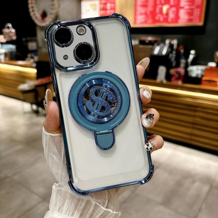 

For iPhone 13 Space MagSafe Holder Phone Case with Lens Film(Blue)