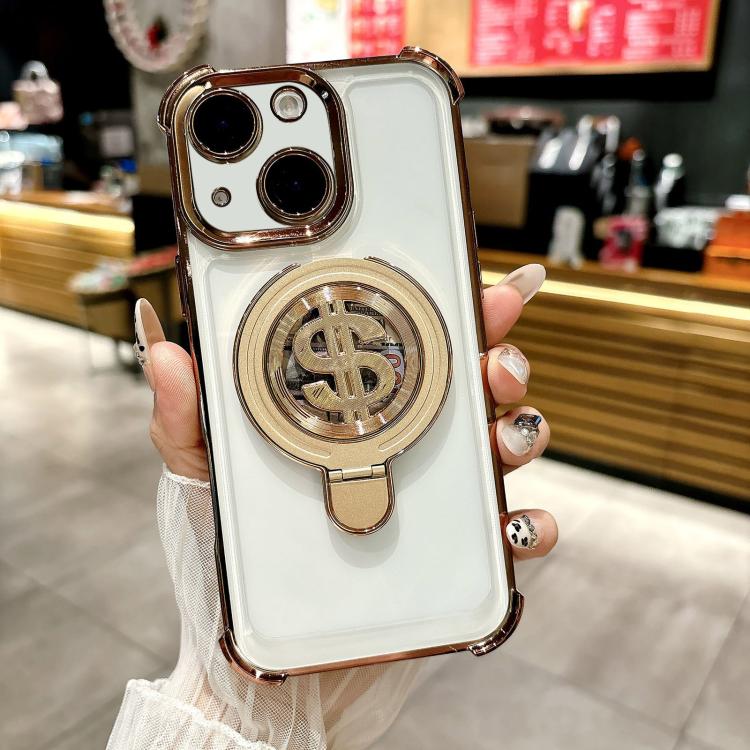 

For iPhone 15 Space MagSafe Holder Phone Case with Lens Film(Desert Gold)