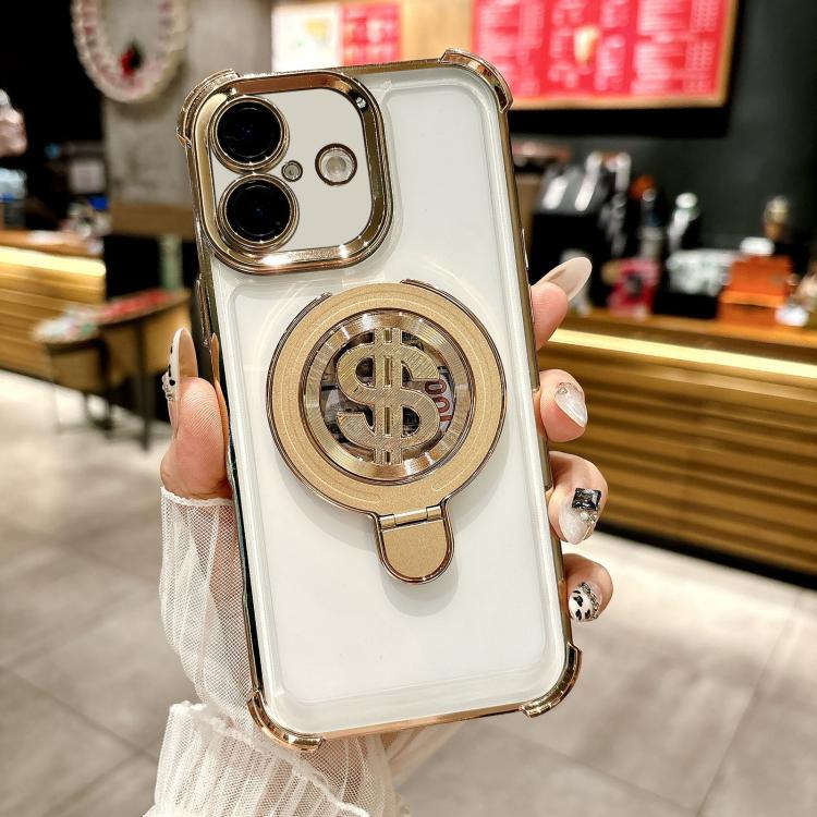 

For iPhone 16 Space MagSafe Holder Phone Case with Lens Film(Gold)