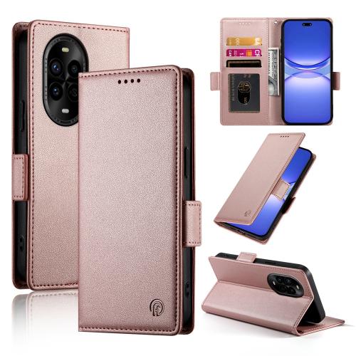 

For Huawei nova 13 Pro Side Buckle Magnetic Frosted Leather Phone Case(Rose Gold)