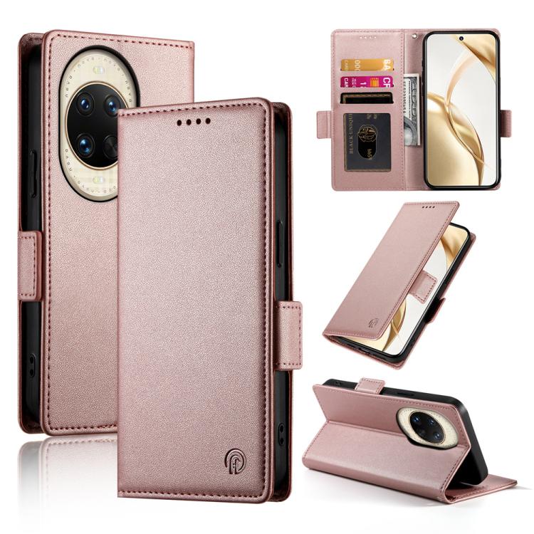 

For Huawei nova 14 Ultra Side Buckle Magnetic Frosted Leather Phone Case(Rose Gold)