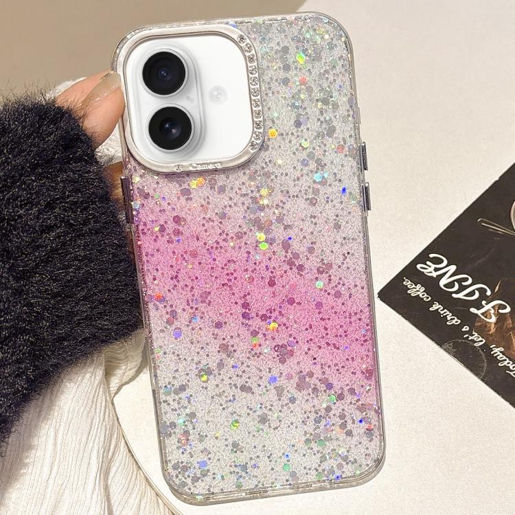

For iPhone 16 Plus Starry Sky Gradient IMD Phone Case(Pink)