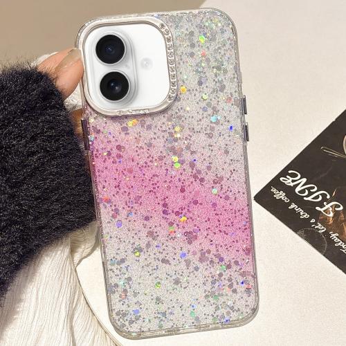 

For iPhone 16 Starry Sky Gradient IMD Phone Case(Pink)