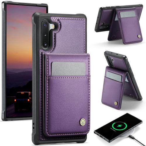 

For Samsung Galaxy Note10 JEEHOOD J06 British Style RFID MagSafe Card Bag PU Phone Case(Purple)