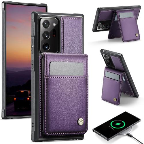 

For Samsung Galaxy Note20 Ultra JEEHOOD J06 British Style RFID MagSafe Card Bag PU Phone Case(Purple)